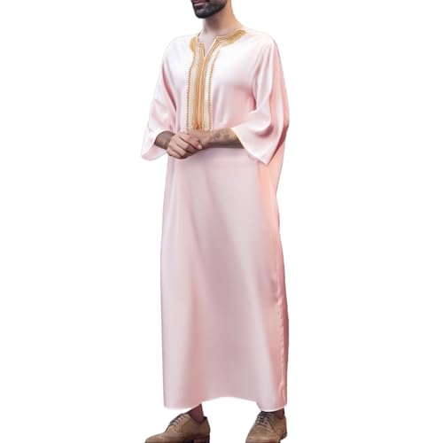 Thobe ramadan abaya de qualité supérieure à col brodé marocain