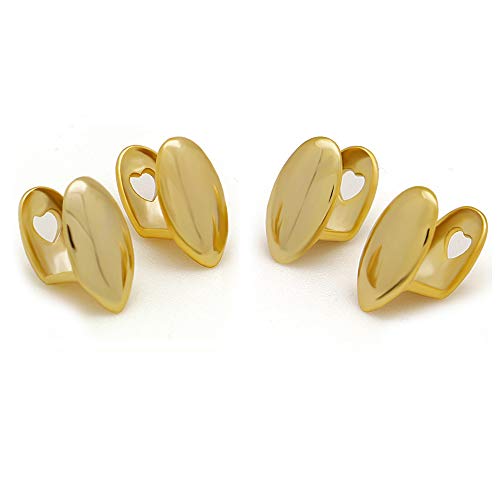 LuReen 14k Gold 4 PC Vampire Dracula Single Metal Fangs Hip Hop Teeth Grillz Set