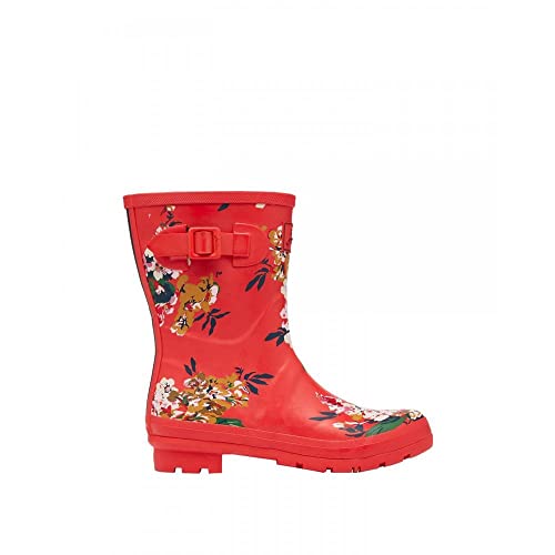 Joules Women's Molly Welly Wellington Boots, Red Floral, 9 UK