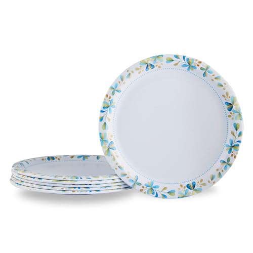 Image of Melamine Quarter Plates | Round Half Plate | Microwave Safe | Break Resistant | Plates for Snacks, Lunch, Dinner | Plates for home, Office, Restaurant | Set of 6 | 7 Inch's (Blue mat finish)