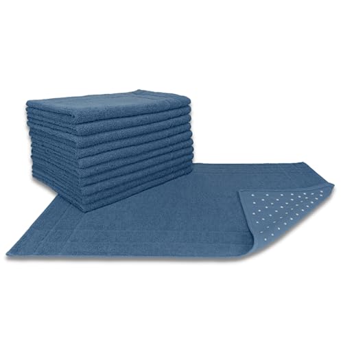 Kit 05 Tapete para Banheiro Atoalhado Felpudo Luxo c/Antiderrapante 550g/m² 45x70cm Padrão Hotel/Pousada - Azul Berlim