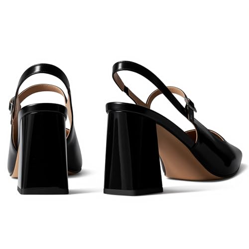 heelchic Women's Pumps Slingback Chunky Heels Closed Pointed Toe Comfortable Low Block Heel Slip-on Sandals Wedding Party Dress Shoes Work Pumps by heelchic - Used condition - Image 5