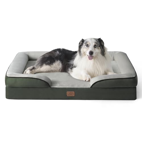 Bedsure panier chien grande taille déhoussable anti-dérapant lit animaux vert foncé