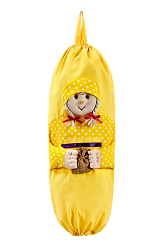 ASTREA TEXTILES Distributeur de Sac Organisateur en 100% Coton Porte-Sacs de Cuisine - pour Ranger Les Sacs de marché (Jaune) Cover