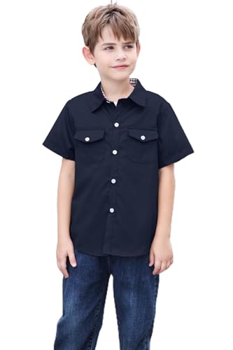 Image of SANGTREE Summer Button Down Shirts Cottn Tops for Men Women Boy Girl