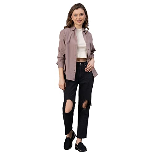 Image of Mode Women's Solid Regular Fit Shirt (MFS0030 Light Taupe