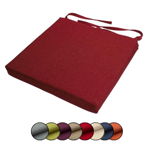 chilly pilley Stuhlkissen Gartenkissen Gartenstühle Stuhlauflage Stuhlpolster Sitzkissen Abnembar Bezug Mit Reißverschluss Auflage Set Garten Kissen (45x45x5, Dunkelrot)