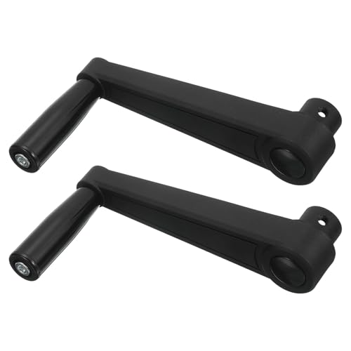 uxcell 2Pcs 16x192mm (Dia x L) Revolving Handwheel Machine Handle, Universal Lathe Crank Grip Replacement for Industry Lathe Milling Grinding Machine, Black (Round Hole)