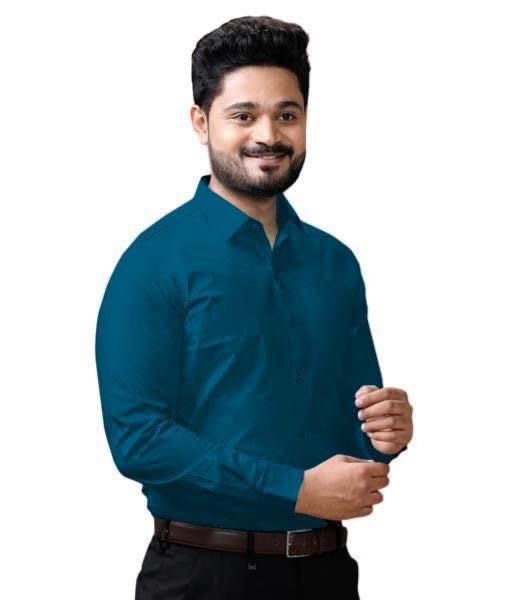 Image of Men's Casual Cotton Blend Shirt | Regular Fit | Full Sleeve | Solid Design