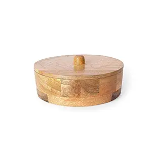Wood articles works Mango Wooden Roti Dabba for Kitchen | Roti Box For Kitchen (Colour - Brown)