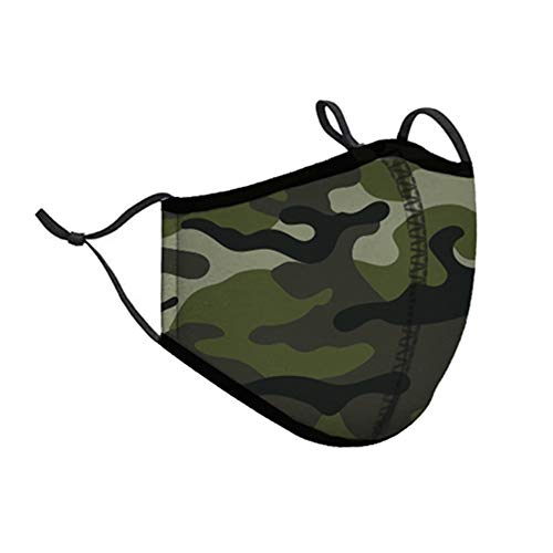 Top Trenz Kids Face Wrap Cloth Reusable Fashion Mask Medium (Ages 8+ to Adult) (Green Camo)