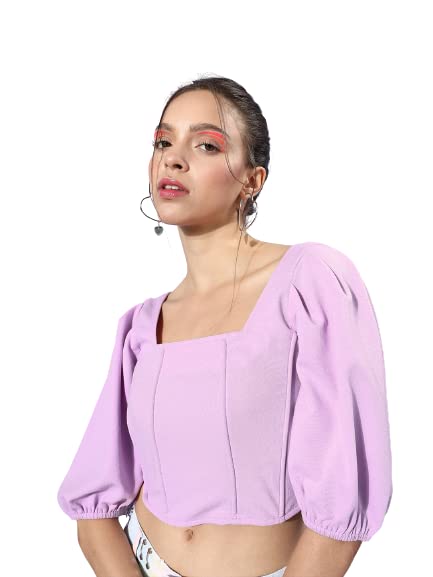 Style QuotientWomen Elegant Lavender Solid Corset Top