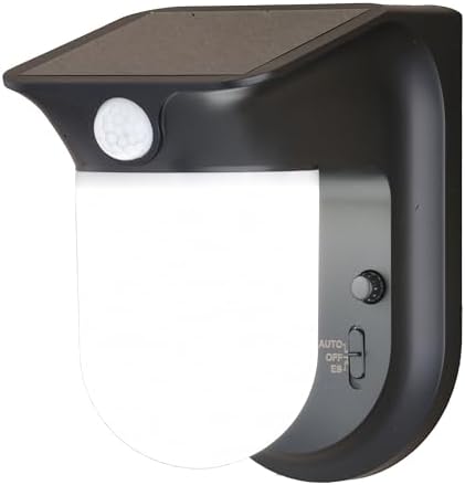 VAXCEL 1 Light Black Solar Powered LED Outdoor Wall Jar Light, Motion Sensor, Dusk to Dawn, White Frosted Shade