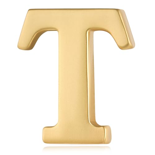 Image of HONEY BEAR Mens Womens Initial Alphabet Letter Lapel Pins Collar Badge Brooches for Business Wedding Graduation Gift Matte Gold 0.59 inches