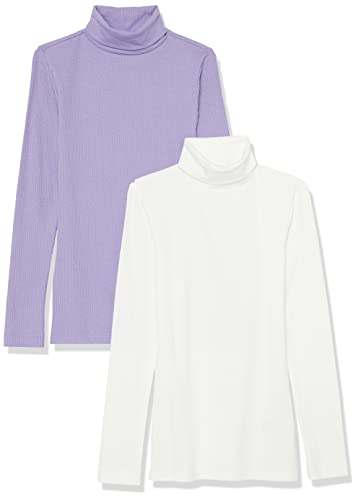 Image of Amazon Essentials Women's Slim-Fit Stretchy Layering Long Sleeve Knit Rib Turtleneck Top (Available in Plus Size), Pack of 2