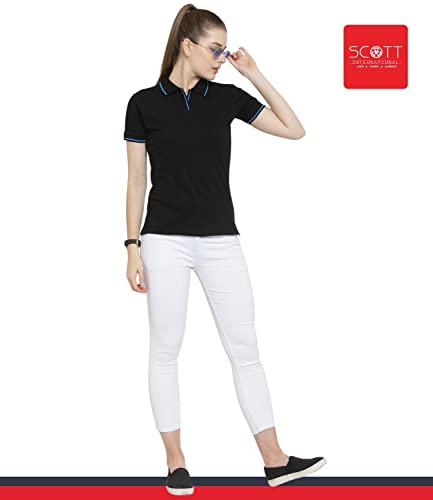 Image of Scott International Women's Regular Fit 100% Pure Organic Cotton Polo T-Shirt | Womens Polo Collar Neck T-Shirt | Cotton Plain Polo Neck Half Sleeve T-Shirt | Tshirts for Women
