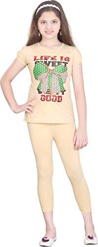 3/4th Capri Leggings for Girls Kids/Teens from 2-15 Years | Skin-image-29