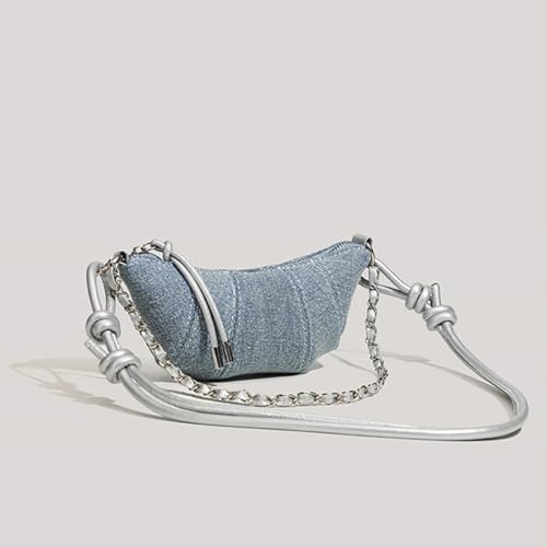 Denim Purse for Women Cute Mini Jean Shoulder Bag Compact Y2K Crossbody Crescent Croissant Handbag2