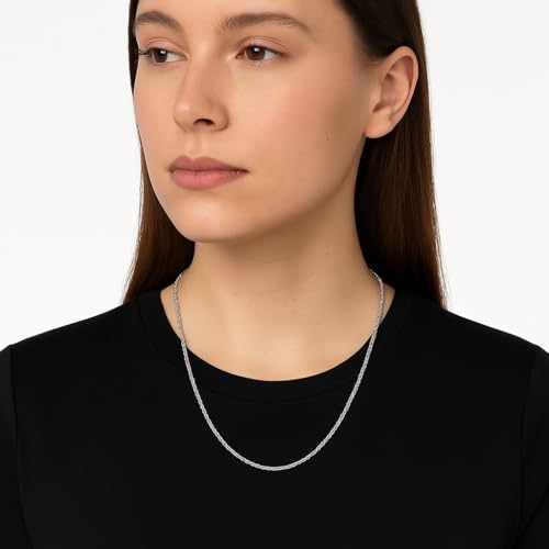 Italian 925 Sterling Silver Rope Chain Necklace for Men & Women Radiant Diamond Cut with Lobster Claw Clasp 925 Silver Jewelry Gifts (2.0mm, 2.5mm, 3mm)3