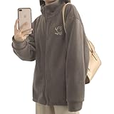 [Nestkanina] フリース ジャケット レディース あったかい トップス アウター 長袖 ジップアップ カジュアル フルジップ ストリート 春 秋 冬 通学 無地 ルームウェア OTW007 (M, ブラウン)