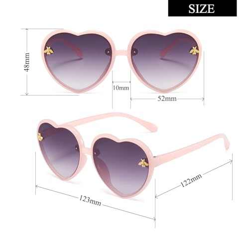 FBHLZ 3 Pack Girls heart Shaped Sunglasses UV 400 Protection Kids Love Heart Sunglasses Outdoor Beach Holiday Age 3-10 Years4