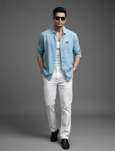 Image of IndoPrimo Men's Regular Fit Cotton Casual Shirt | Premium Solid Full Sleeve Shirt
