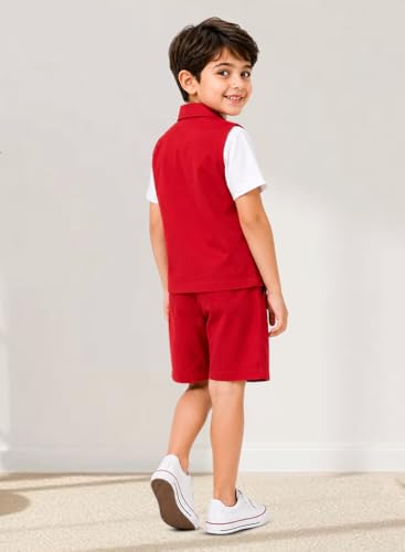 Image of 3BROS Kids Cotton Shirt Shorts Set for Boys Kids Clothing /Boys Clothing Set (Party /Festive) Wear