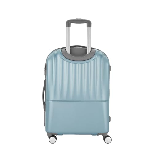 Image of Genie Polycarbonate Palm 66cm Trolley Bag,Hard Side 8 Wheel Double Spinner Check-in Luggage- Pearl Blue, Travel Bag for Women, Medium