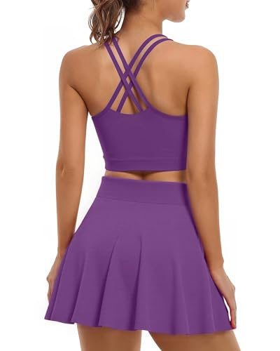 Gefyvcf Womens Tennis Dress 2 Piece Set with Built-in Bra