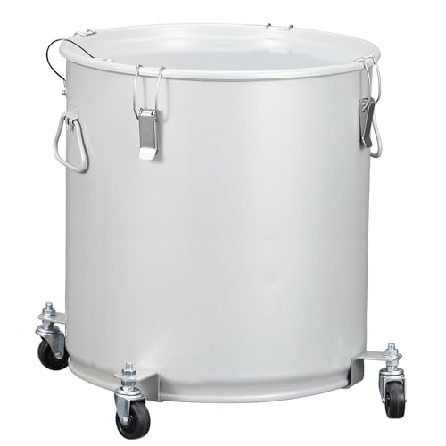 Fryer Grease Bucket 16 Gal, Fryer Oil Bucket With Lid, Oil Disposal Caddy w/Rust-Proof Coating, Coated Carbon Steel Oil Filter Pot With Caster Base, Oil Transport Container w/Lock Clips & Filter Bag