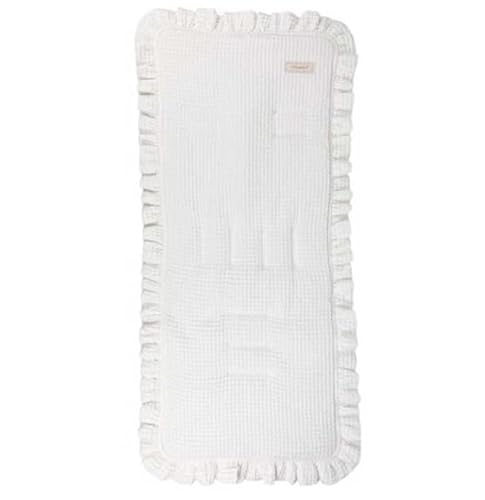 Colchoneta Universal Transpirable para Silla de Paseo – Compatible -Bugabo - Jané, Inglesina, Easywalker, Kinderkraft, UPPAbaby – Funda de Verano para Carrito de Bebé (Arneses no, Waffle blanco)