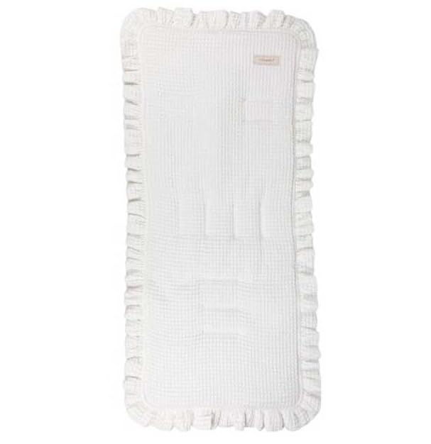 Colchoneta Universal Transpirable para Silla de Paseo – Compatible -Bugabo - Jané, Inglesina, Easywalker, Kinderkraft, UPPAbaby – Funda de Verano para Carrito de Bebé (Arneses no, Waffle blanco)