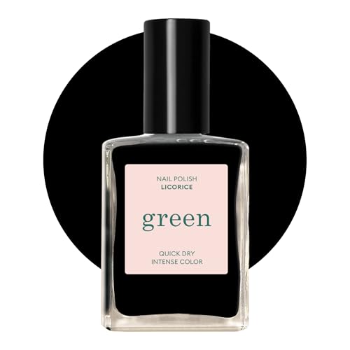 MANUCURIST • Green Smalto Unghie Nero • Smalto classico 9-Free • Vegano e di Origine Biologica (67%) • Manicure professionale • 15ml (LICORICE)