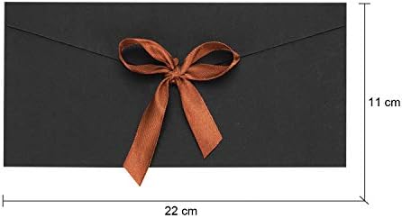 10 Pack Black Kraft Paper Envelopes Retro Envelopes with Ribbons Gift Card Envelopes Wedding Invitation Envelopes Greeting Card Envelopes for Handmade Invitations Letters Birthday or Festival Cards