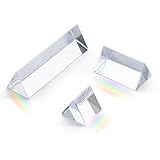 3 Pcs Equilateral Crystal Prisms Set - 1', 2' & 4' Glass Prisms for Physics Teaching, Rainbow Maker & Photography, Light Prism for Refracted Light Spectrum, Optical Triangular Prism Props