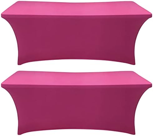 SEPARO - 2Pack, 6FT Spandex Table Cover Fitted Rectangular Tablecloth Stretchable Fabric Lycra Tablecloth 6 ft Wrinkle-Free for Party Dj Tradeshows Banquet Weddings Cocktail, 2 Pcs