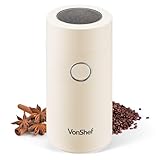 VonShef Electric Coffee & Spice Grinder, for Espresso Beans, Nuts & Grains - Bean & Spices Chopper with Powerful Motor and Tough Stainless Steel Blades, Grind up to 60g / 4 Cup Capacity - Cream 150W