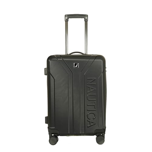 Image of Nautica 20 inch ABS Hard-Sided Unisex Cabin Luggage Trolley | 8-Wheel Spinner, Telescopic Handle | Durable, Secure Combination Lock | Modern Design Travel Suitcase for Men & Women | Black & Green