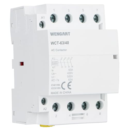 Wengart Contacteur triphasé WCT-63,contacts 4P 4NO,AC230V 63A,plus silencieux,plus économe en...