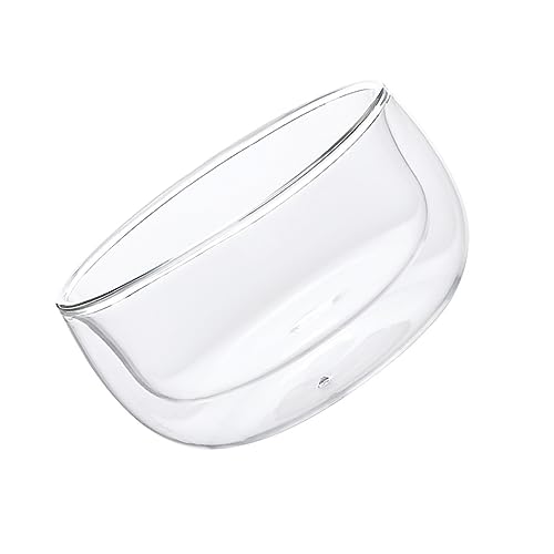 FUNOMOCYA 1pezzi Ciotola di Vetro a Doppio Livello Insalatiera Trasparente in Vetro Borosilicato Ciotola da Portata per Servire Frutta Insalata Dessert e Zuppe