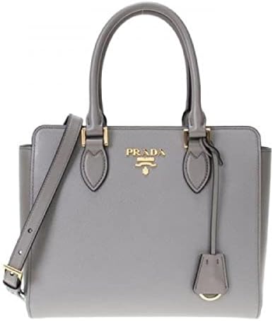 Prada Saffiano and Calfskin Argilla Gray Double Zipper Tote Bag G...