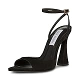 Steve Madden Women's Beki Heeled Sandal, Black Nubuck, 9