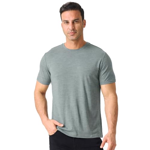 Merino Protect 100% Merino Shirt Herren Kurzarm Geruchsresistent Merinowolle Unterwäsche Leicht Wandern Reisen T-Shirt Weich Unterhemd