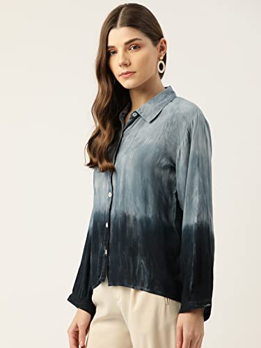 Image of Maaesa - Women Handcrafted Tie-Dye Rayon Shirt | Casual & Office Wear | Relaxed Fit | Long Sleeve | Breathable & Lightweight Fabric
