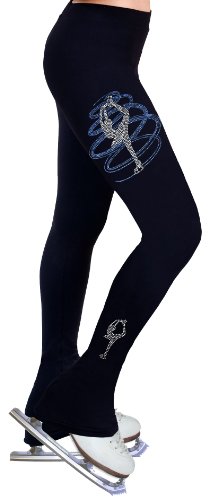 NY2 SPORTSWEAR Figure Skating Practice Pants with Rhinestones R255BB (Adult Medium) Black