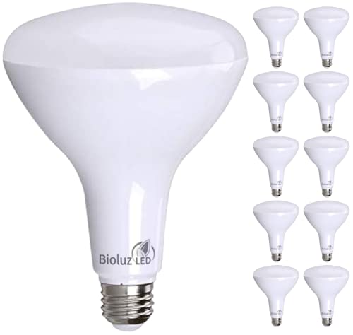 Bioluz 10 Pack Brightest BR40 LED Light Bulb - Instant ON Light Bulbs 16W = 120W Replacement 5000K Daylight 1400 Lumen Indoor & Outdoor Lighting LED Bulbs Smooth Dimmable Lamp UL Listed Lightbulb