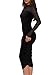 REORIA Women's Fall Mesh Sheer Long Sleeve Midi Ruched Bodycon Dress Sexy Slim Mock Neck Elegant Club Evening Party Cocktail Dresses Black Small