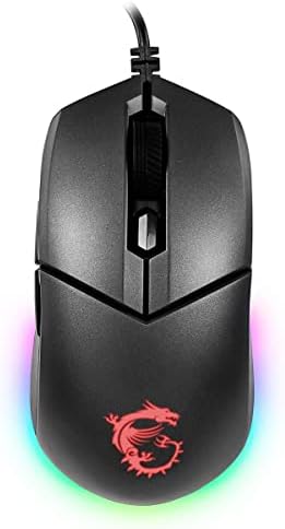 MSI Clutch GM11 Wired Gaming Mouse, PixArt PMW-3325 Optical Sensor, ARGB, Light Weight Gaming Mouse (89g), DPI 400-5000, Symmetrical Design, 6 Buttons, Black