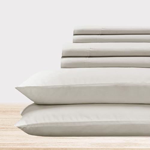California Design Den Striped Sheets for Full Size Bed, Soft 100% Cotton Sheets, Luxury 400 Thread Count Sateen, 4 Piece Deep Pocket Cooling Sheets Set (White Sheets)
