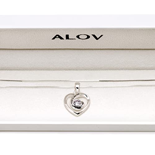 ALOV Jewelry Sterling Silver She believed she could so she did Love Heart Cubic Zirconia Pendant Necklace4